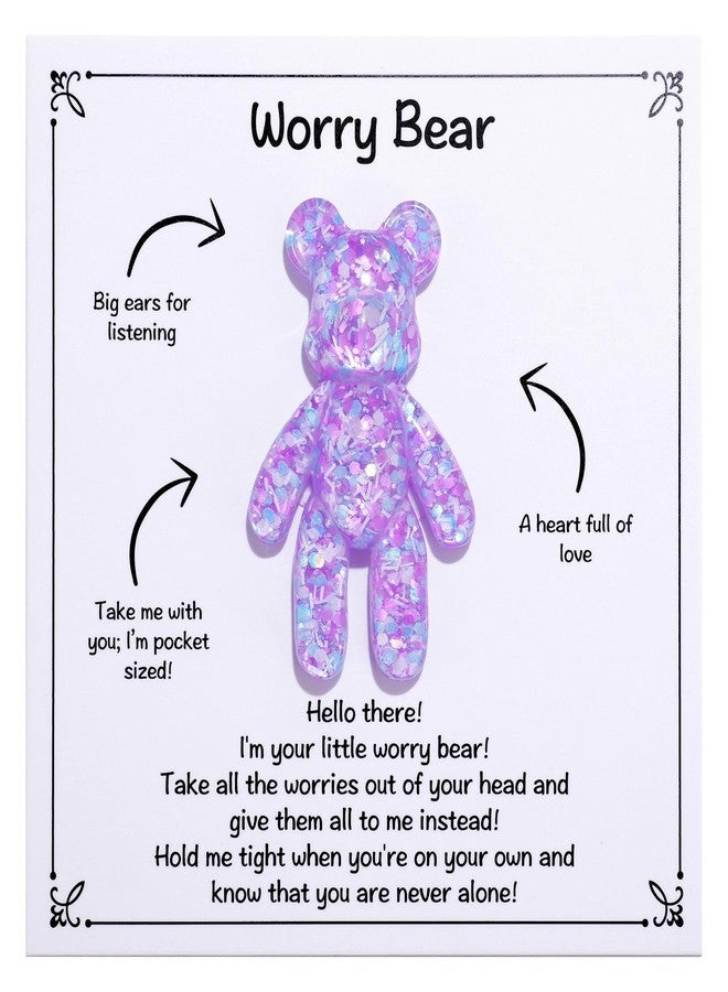 Aesnefe Pocket Bear Hug, Anxiety Relief Gifts, Mental Health Positivity Gift, Autism Fidget Gift, Stress Relief Gifts for Her, Comforting Bear for Son Daughter Back to School, Purple - Image 1